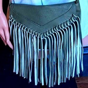 Green Leather Tassels Women's Bag